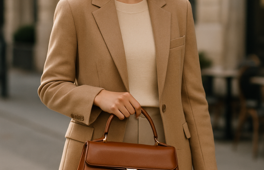 Brown Leather Purse Styling Guide: How to Choose the Right Shape, Shade, and Size editorial handbag styling image