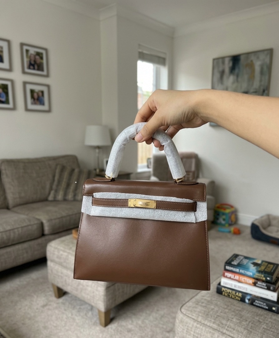 Women's Vintage Glossy Split Leather Shoulder Strap Top Handle Bag In Gold Hardware photo review