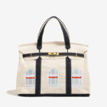 Women's Canvas Embroidered Window Top Handle Tote Bag