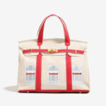 Women's Canvas Embroidered Window Top Handle Tote Bag