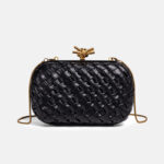 Pochette de sac à bandoulière pour femme en cuir vegan, à mailles tressées et fermoir à nœud