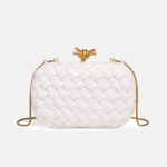 Pochette de sac à bandoulière pour femme en cuir vegan, à mailles tressées et fermoir à nœud