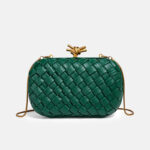 Pochette de sac à bandoulière pour femme en cuir vegan, à mailles tressées et fermoir à nœud
