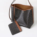 Women's Black Split Leather Printed Crossbody Shoulder Hobo Bag with Small Zipper Pouch