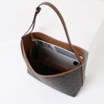 Women's Black Split Leather Printed Crossbody Shoulder Hobo Bag with Small Zipper Pouch