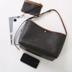 Women's Black Split Leather Printed Crossbody Shoulder Hobo Bag with Small Zipper Pouch