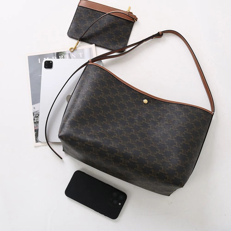 Women's Black Split Leather Printed Crossbody Shoulder Hobo Bag with Small Zipper Pouch