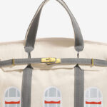 Women's Canvas Embroidered Window Top Handle Tote Bag