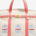 Women's Canvas Embroidered Window Top Handle Tote Bag