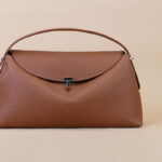 Women's Full-Grain Leather Dumpling-Shaped Flap Lock Top Handle Bag with Crossbody Strap