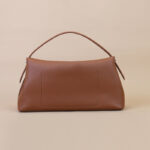 Women's Full-Grain Leather Dumpling-Shaped Flap Lock Top Handle Bag with Crossbody Strap