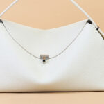 Women's Full-Grain Leather Dumpling-Shaped Flap Lock Top Handle Bag with Crossbody Strap