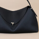 Women's Full-Grain Leather Dumpling-Shaped Flap Lock Top Handle Bag with Crossbody Strap