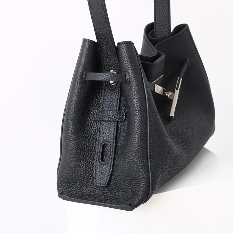 Women's Full-Grain Leather Structured Lock Crossbody Shoulder Hobo Bag