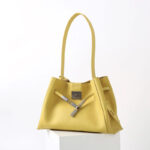 Women's Full-Grain Leather Structured Lock Crossbody Shoulder Hobo Bag