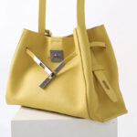 Women's Full-Grain Leather Structured Lock Crossbody Shoulder Hobo Bag