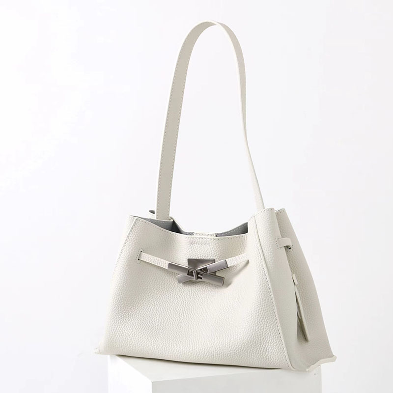 Women's Full-Grain Leather Structured Lock Crossbody Shoulder Hobo Bag