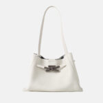 Women's Full-Grain Leather Structured Lock Crossbody Shoulder Hobo Bag