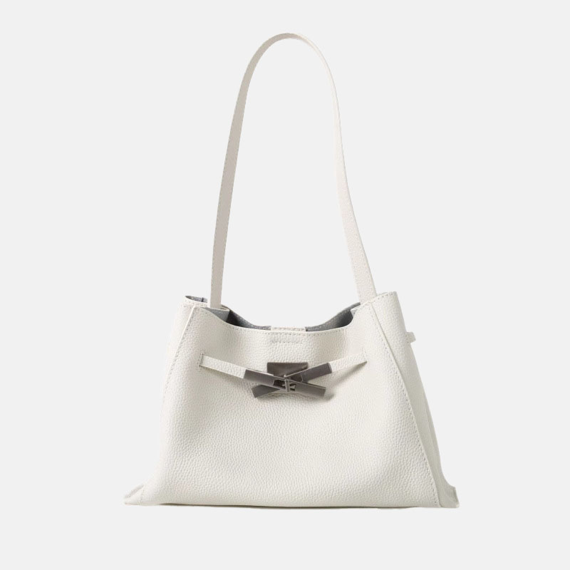 Women's Full-Grain Leather Structured Lock Crossbody Shoulder Hobo Bag