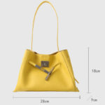 Women's Full-Grain Leather Structured Lock Crossbody Shoulder Hobo Bag