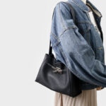 Women's Full-Grain Leather Structured Lock Crossbody Shoulder Hobo Bag