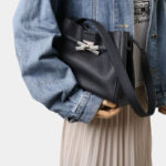 Women's Full-Grain Leather Structured Lock Crossbody Shoulder Hobo Bag