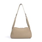Sac à main à bandoulière en cuir pleine fleur avec poches frontales à double boucle pour femmes