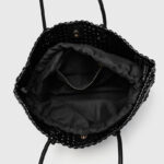 Women's Large Vegan Leather Woven Shoulder Tote Bag with Drawstring Inner Pouch