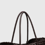 Women's Large Vegan Leather Woven Shoulder Tote Bag with Drawstring Inner Pouch
