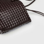 Women's Large Vegan Leather Woven Shoulder Tote Bag with Drawstring Inner Pouch