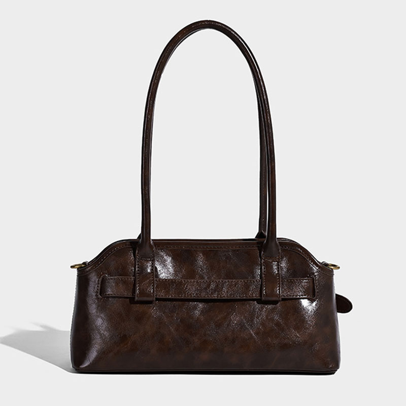 Damen Mikrofaser Leder Gürtelschnalle Detail Schultertasche Baguette Tasche mit Crossbody Strap