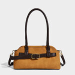 Damen Mikrofaser Leder Gürtelschnalle Detail Schultertasche Baguette Tasche mit Crossbody Strap