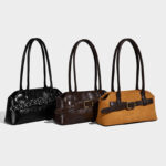 Damen Mikrofaser Leder Gürtelschnalle Detail Schultertasche Baguette Tasche mit Crossbody Strap