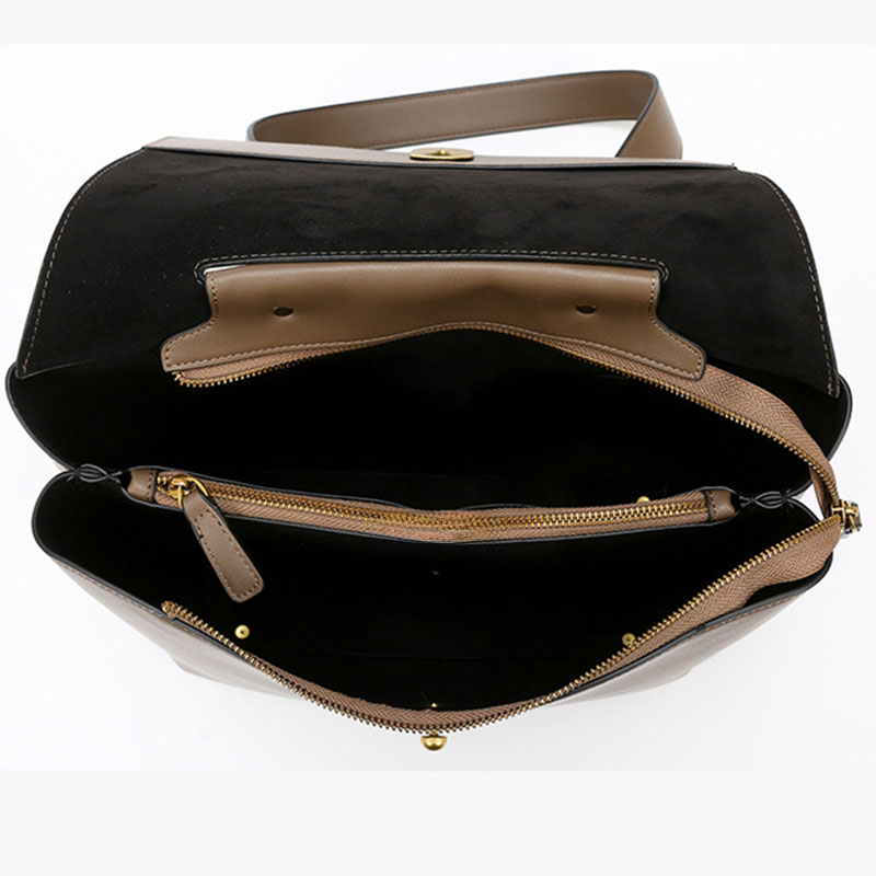 Sacoche en cuir microfibre à rabat et à poignée supérieure pour femmes, avec accessoires dorés