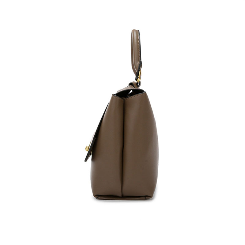 Sacoche en cuir microfibre à rabat et à poignée supérieure pour femmes, avec accessoires dorés