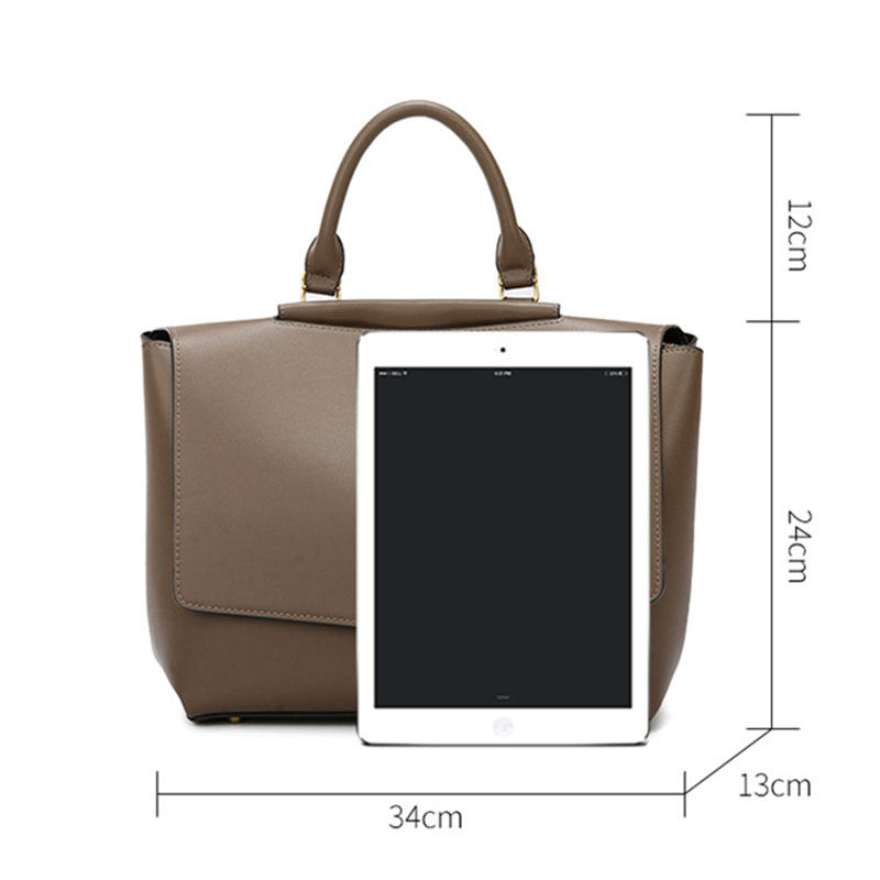 Sacoche en cuir microfibre à rabat et à poignée supérieure pour femmes, avec accessoires dorés