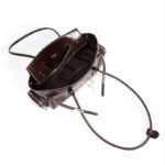 Women's Oil Wax Full-Grain Leather Shoulder Top Handle Bag with Silver Hardware