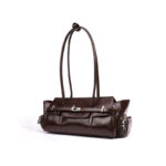 Women's Oil Wax Full-Grain Leather Shoulder Top Handle Bag with Silver Hardware