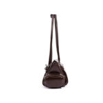 Women's Oil Wax Full-Grain Leather Shoulder Top Handle Bag with Silver Hardware
