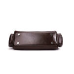 Women's Oil Wax Full-Grain Leather Shoulder Top Handle Bag with Silver Hardware