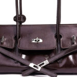 Women's Oil Wax Full-Grain Leather Shoulder Top Handle Bag with Silver Hardware