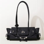 Women's Oil Wax Full-Grain Leather Shoulder Top Handle Bag with Silver Hardware