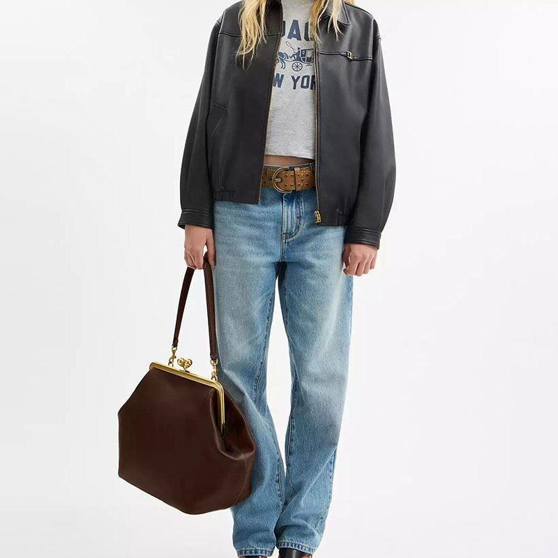 Women's Vegan Leather Kiss-Lock Frame Shoulder Tote Bag