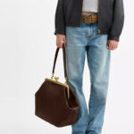 Women's Vegan Leather Kiss-Lock Frame Shoulder Tote Bag