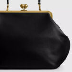 Women's Vegan Leather Kiss-Lock Frame Shoulder Tote Bag