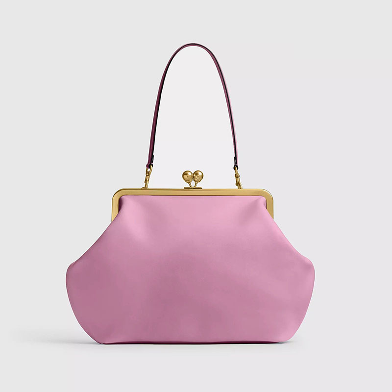 Women's Vegan Leather Kiss-Lock Frame Shoulder Tote Bag