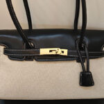 Women's Vegan Leather Turn-Lock Closure Top Handle Bag with Gold Hardware