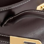 Women's Vegan Leather Turn-Lock Closure Top Handle Bag with Gold Hardware