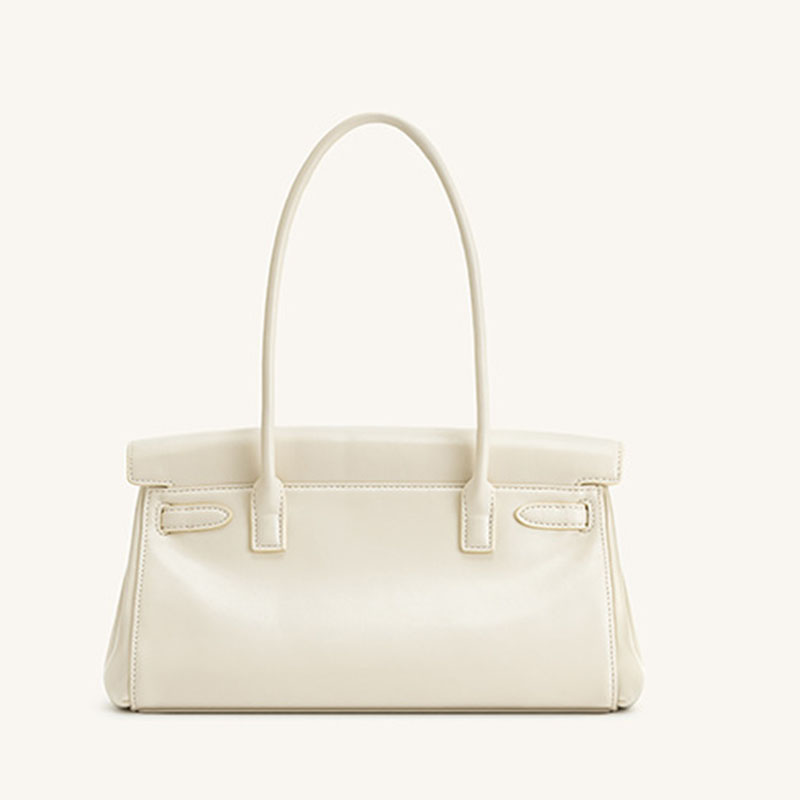 Women's Vegan Leather Turn-Lock Closure Top Handle Bag with Gold Hardware