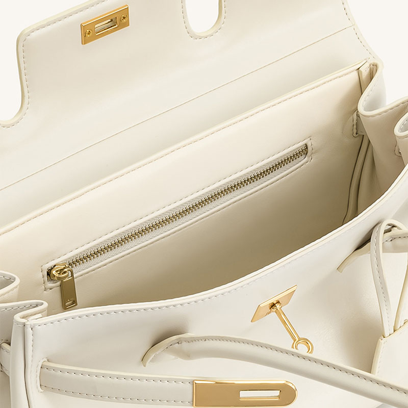 Women's Vegan Leather Turn-Lock Closure Top Handle Bag with Gold Hardware